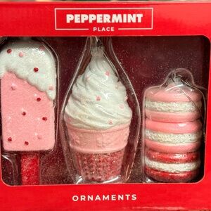 Peppermint Place Christmas Ornaments – Dessert Theme (2 Sets / 6 Ornaments)